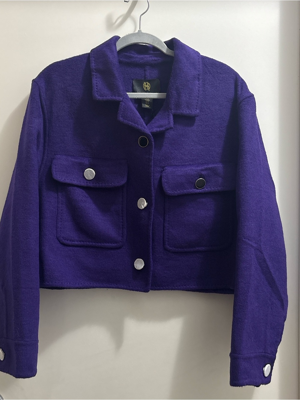 House of Harlow 1960 Purple Cropped Button Jacket